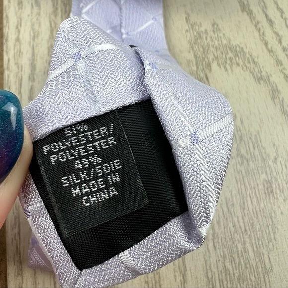 584 - Calvin Klein Tie 530 Purple Block Square CK21100022 Silk Blend MSRP $69.50 - Picture 3 of 5